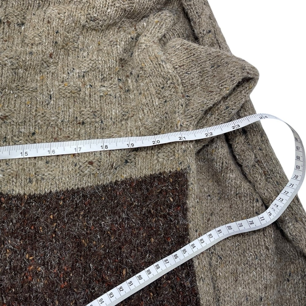 Capacity L Brown Colorblock Sweater Cable Knit Wool Blend‎ Vintage Grandpa Core - Picture 11 of 11